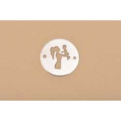 E0132-N-Link rotund din argint 925 diametru 16.5mm decupat model cu mama si copilul 1 buc
