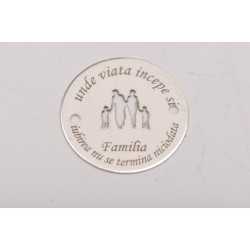 E0145-G-Link rotund din argint 925 diametru 16.5mm decupat model parinti cu 2 baieti si text circular