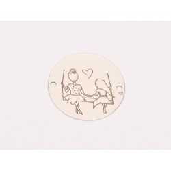 E0253-GS-Link Mama si fiica Ag 925 diametru 16.5 mm / grosime 0.33 mm-1 buc