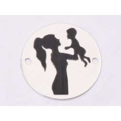 E1361-GS-Link din argint 925 model mama cu bebe, 16.5mm - 1 buc E1361-GS-Link din argint 925 model mama cu bebe, 16.5mm - 1 buc