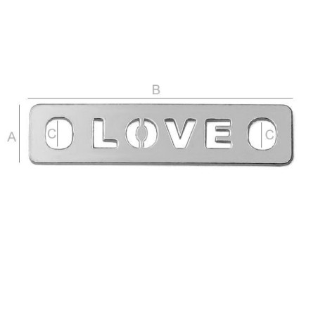 G0869 N Link charm :LOVE 25mm argint 925 0.5mm