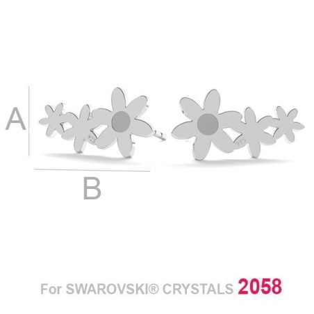 G1970-N-Cercei argint 925 Floricele cu loc pentru cristal Swarovski 2058 SS7-Pereche