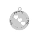 E0014-G-Charm banut 14.5mmx17mm gravat Hapiness Love Family si 3 inimi decupate