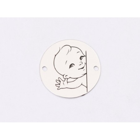 E1296 GS Link rotund argint 925 Baby boy 16.5mm 1 buc