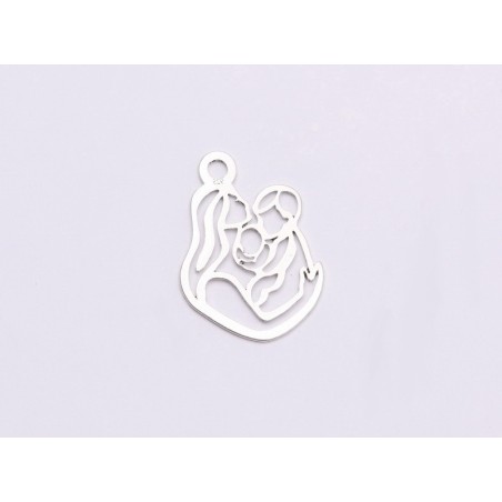 E0611 N Charm din argint 925 mama cu bebe si copil 20x15mm 0.5mm