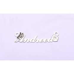 Nume din argint decupate in 2-3 zile FONT VERSIUNEA 14 cu fluture si floare