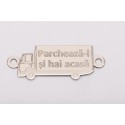 E0163-G-Link TIR decupat din argint 925 25x10mm text gravat "Parcheaza-l si hai acasa"