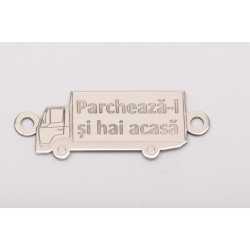 E0163-G-Link TIR decupat din argint 925 25x10mm text gravat "Parcheaza-l si hai acasa"