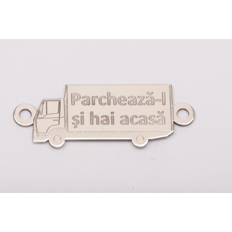 E0163-G-Link TIR decupat din argint 925 25x10mm text gravat "Parcheaza-l si hai acasa"