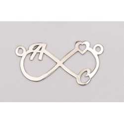 Infinit cu initiale si inimioara decupate din argint executie 3-4zile Infinit cu initiale si inimioara decupate din argint executie 3-4zile