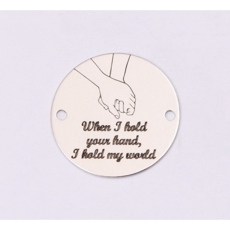 E1218-GS-Link din argint "When I hold your hand, I hold my world" 16.5mm 0.33mm