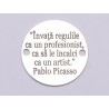 E0706-GS- Link banut argint 925 gravat cu citat Pablo Picasso 16.5mm diametru 0.33mm grosime