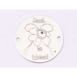 E1408 GS Link rotund argint 925 "Mami te iubesc" 16.5mm 1 buc E1408 GS Link rotund argint 925 "Mami te iubesc" 16.5mm 1 buc