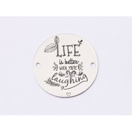 E1323-GS-Link banut argint 925 Life is better when you're laughing 16.5mm - 1 buc