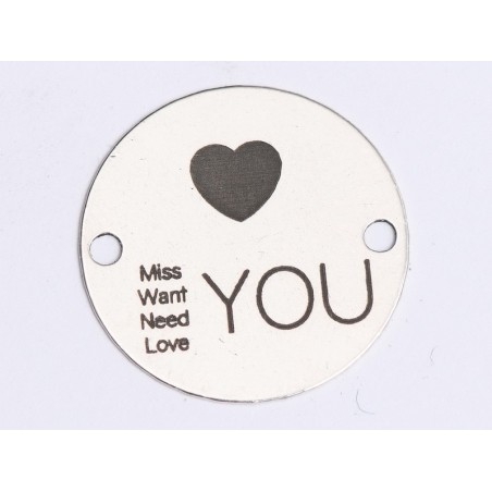 E0397 GS Link din argint Miss Want Need Love You 16.5mm 0.33mm