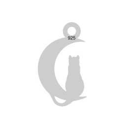 E0024-N-Mooncat din argint ver 2 18mm x10mm 0.33mm 1 buc