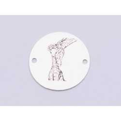 E0510-N-Link rotund argint 925 Baby Giraffe&Mom 1 buc