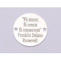 E0744-GS- Link banut argint 925 gravat cu citat Franklin Delano Roosevelt 16.5mm diametru 0.33mm grosime