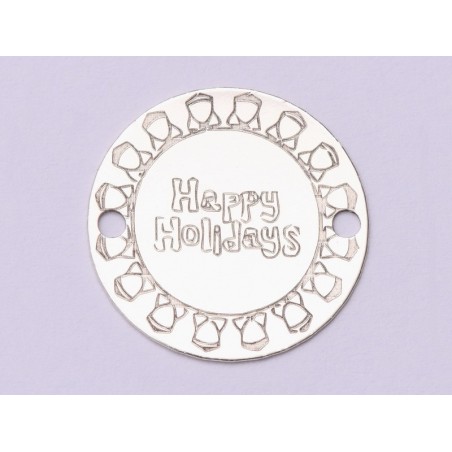 E1029-GS-Link Argint Happy Holidays 16.5mm 0.33mm