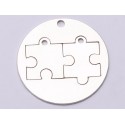 E0676 N Set argint pandant puzzle 22mm + 2 piese puzzle 12mm 0.6mm grosime-1buc