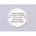 E0704-GS- Link banut argint 925 gravat cu citat Benjamin Franklin 16.5mm diametru 0.33mm grosime