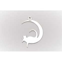 E0021-N-Mooncat din argint 22mmx15mm 0.5mm-1 buc