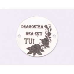 E1432 GS - Link rotund argint 925 "Dragostea mea esti tu" 16.5mm 1 buc E1432 GS - Link rotund argint 925 "Dragostea mea esti tu" 16.5mm 1 buc