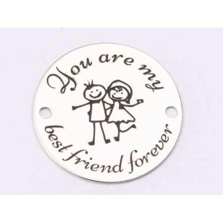 E1450 GS - Link rotund argint 925 "Best friend forever" 16.5mm 1 buc