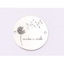 E1456 GS - Link rotund argint 925 "Make a wish" 16.5mm 1 buc