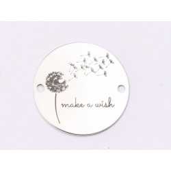 E1456 GS - Link rotund argint 925 "Make a wish" 16.5mm 1 buc