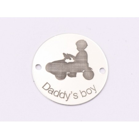 E1458 GS - Link rotund argint 925 "Daddy`s boy" 16.5mm 1 buc