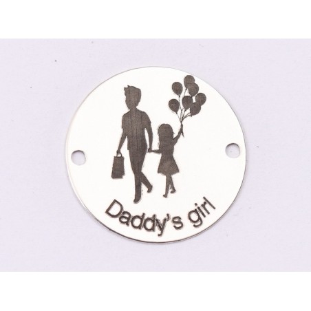 E1459 GS - Link rotund argint 925 "Daddy`s girl" 16.5mm 1 buc