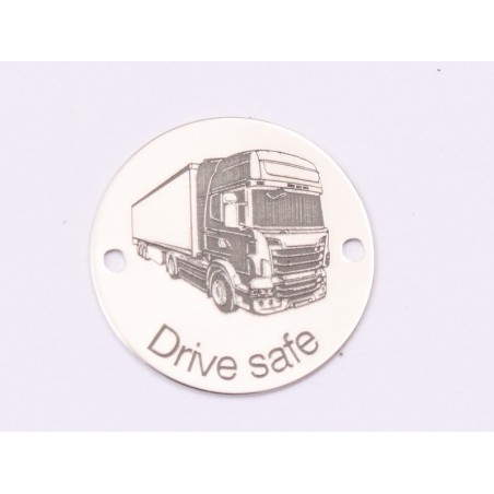 E1461 GS - Link rotund argint 925 "Drive Safe" 16.5mm 1 buc