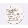 E1465 GS - Link rotund argint 925 "Familia este o mica lume..." 16.5mm 1 buc