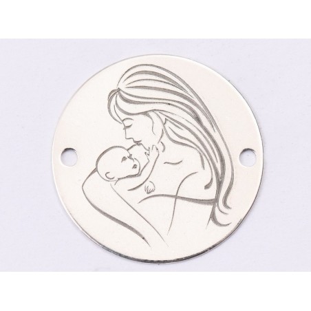 E1476 GS - Link rotund argint 925 Mother and baby 16.5mm - 1 buc