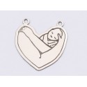 E1538 G Link argint "Arms holding baby" 17x16.2mm, 0.3mm 1 buc