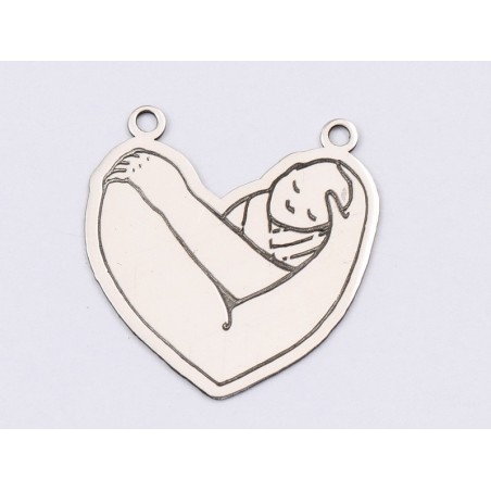 E1538 G Link argint "Arms holding baby" 17x16.2mm, 0.3mm 1 buc