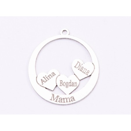 E1554 G Decupaj mama cu inimioare personalizabile 18x19.5mm, 0.6mm 1 buc