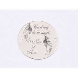 E1560 G Link argint "Cu drag de la nasii..." 16.5mm, 0.3mm 1 buc