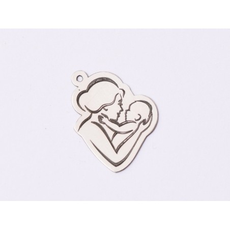 E1564 G Charm argint "Mom&Baby" 17.5x14mm, 0.3mm 1 buc