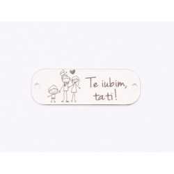 E1664 G Tablita Ag 925 "Te iubim, tati!" 23x8mm, 0.5mm 1 buc