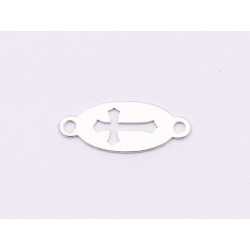 E1824 N Link Ag 925 Oval cu cruciulita decupata, 14.5x6mm, 0.4mm 1 buc