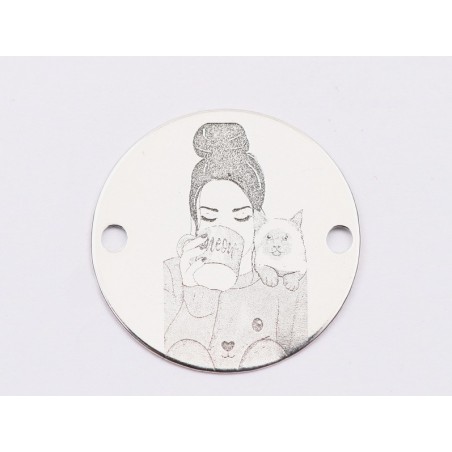 E1834 GS Link Ag 925 Girl with cat, 16.5mm, 0.3mm - 1 buc