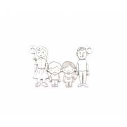 E1723 G Pandantiv Ag 925 Familie (parinti, fetita si baietel) 22x15x0.6mm 1 buc