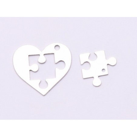 E0929-N-Set Pandant inima&piesa puzzle 17x19mm 0.50mm