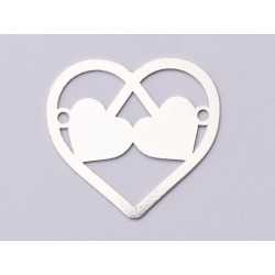 E0959-G-Link personalizat cu doua inimi 17*16 MM 0.33MM 1buc