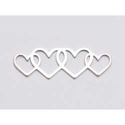 E1129-N-Link patru inimi argint 925 28*10mm 0.5mm grosime 1buc