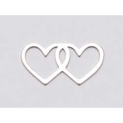 E1130-N-Link doua inimi argint 925 18*10mm 0.5mm grosime 1buc