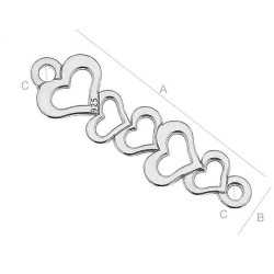 G0825-G-Link 5 inimioare asimetrice 26x6mm argint 925 0.5mm 1 buc