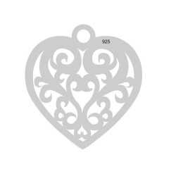E0100-N-Charm inimioara din argint 925 filigranata 16.5x15.5mm